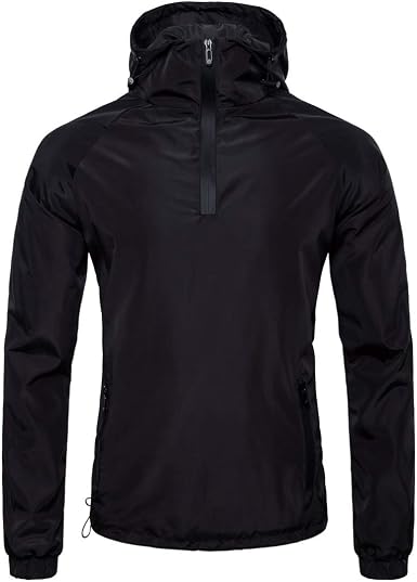 Sudadera impermeable con capucha de media cremallera para hombre:  Amazon.es: Ropa