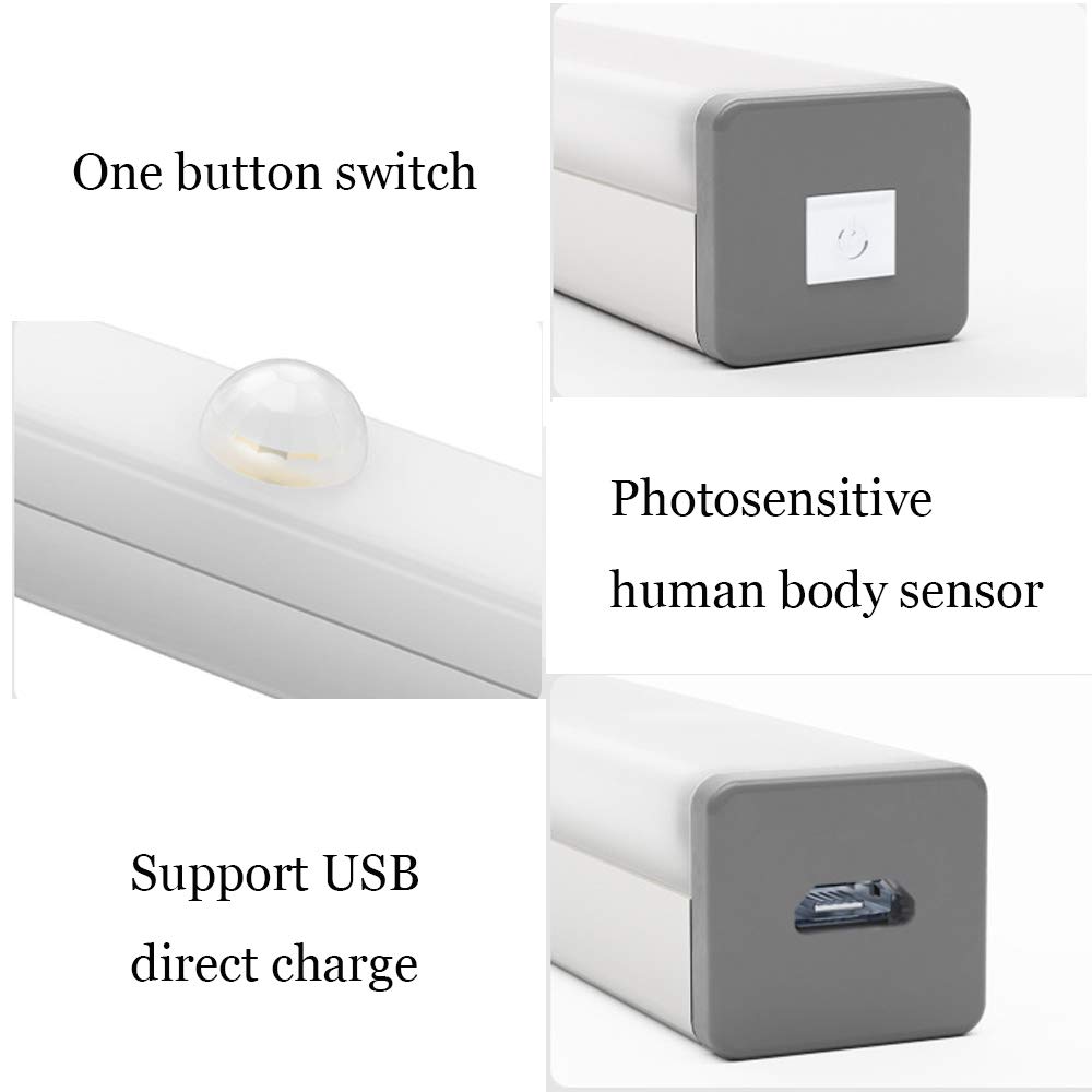 La luz del Sensor, Armario de luz, LED portátil Noche la luz, Debajo del gabinete, Blanco cálido, Seguro Recargable Luces Wireless Stick-On, magnético, 2-Pack,White Light,5