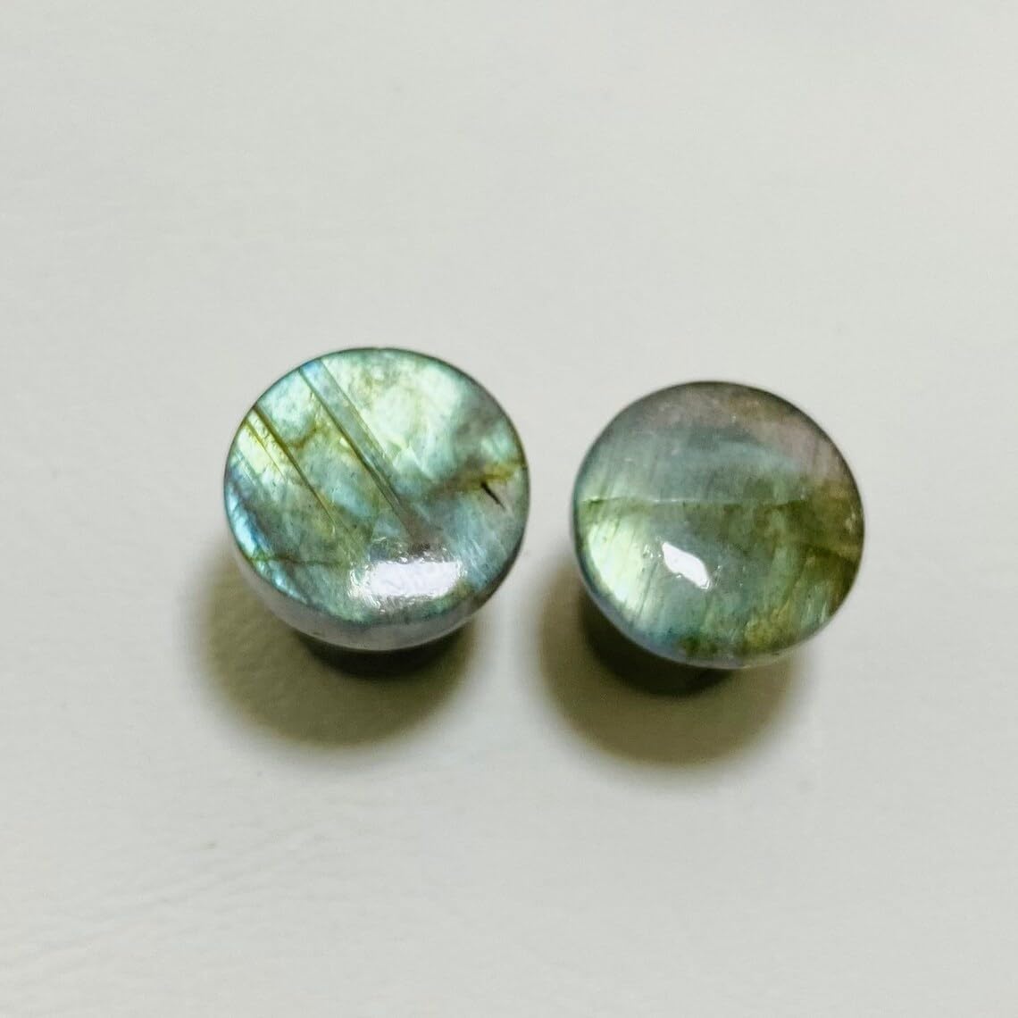 Natural Labradorite Gemstone Single Flared Ear Plugs | Handmade Stone Body Jewelry | Healing Crystal Ear Gauges | Organic Piercing Jewelry for Stretched Ears | Unisex Tribal Style