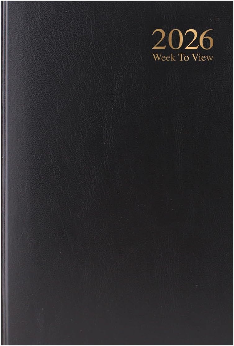 2026 A5 week to view page hardback diary (Black)