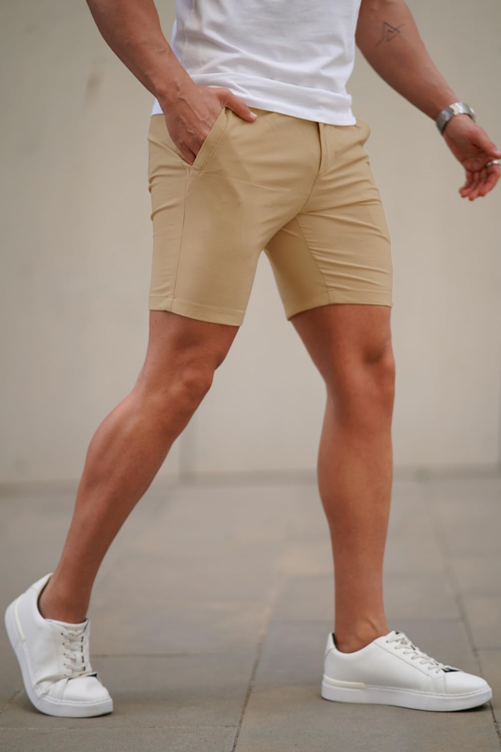 GINGTTO Mens Slim Fit Shorts Stretch Tapered Leg Skinny Chinos 5 7 product thumbnail 7