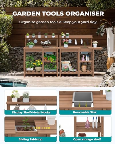 Serwallpottingbenchoutdoorpottingtablewithsinkhdpepottingbenchesforoutsidegardeningtableallweatherusebrown Urban Country Home Decor Serwall potting bench outdoor potting table with sink hdpe potting benches for outside gardening table all weather use brown urban country home decor