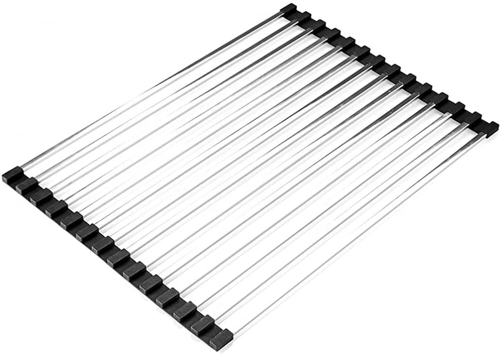 Rejilla Para Secado De Drenaje De Acero Inoxidable 304, Rejilla Multifunción Con Persiana Enrollable De Cocina, Rejilla Plegable Para Almacenamiento De Cubiertos Para Frutas Y Verduras.-E