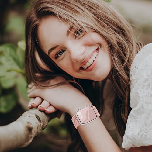 Image of 4 Pack Braided Stretchy Bands Compatible with Apple Watch 40mm 41mm 38mm 42mm 44mm 45mm 46mm 49mm Women Men, Breathable Nylon Elastic Daily Use Straps for iWatch Series 11 /10 9 8 7 6 5 4 3 SE /Ultra 2