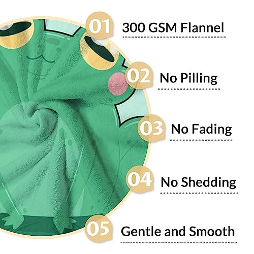 Mercuryelf Custom Frog Throw Blanket - Soft, Fuzzy & Warm - 30x40 Inches Small Blankets for Lap, Crib - Light Green Funny Throws Gift for Baby