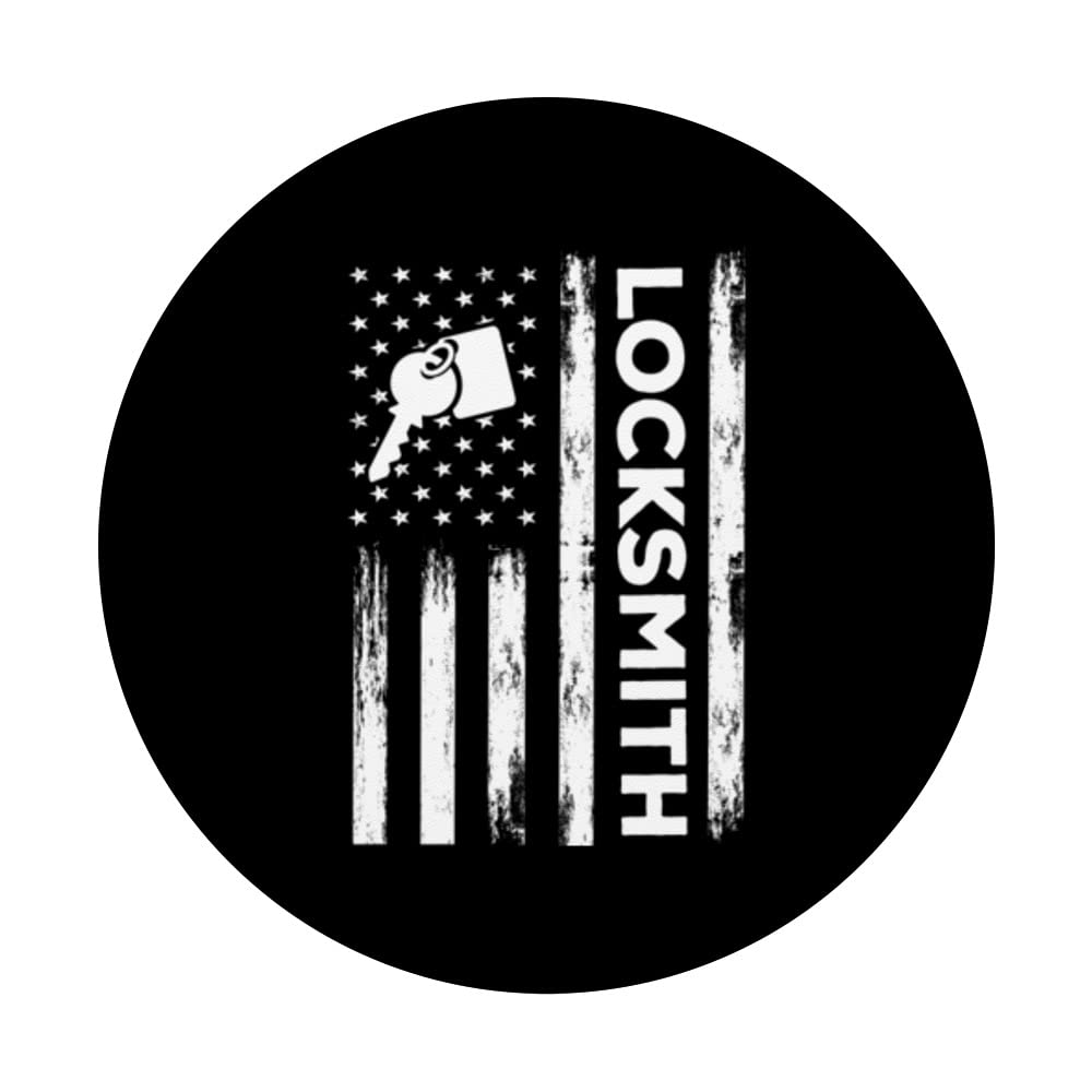 American Locksmith USA Flag Locksmithing PopSockets Swappable PopGrip, Black - Image 3