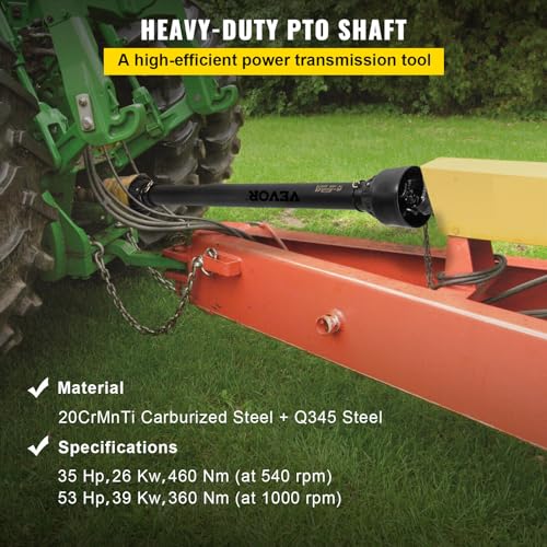 PTO Shaft PTO Drive Shaft 1-3/8\" x 6 Spline Ends Round End T4 43\"-61\",Replacement for VEVOR OEM