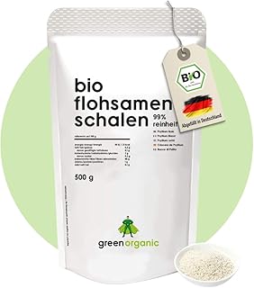 Bio Flohsamenschalen 99% Reinheit - Premium Qualität - laborgeprüft, ballaststoffreich, vegan, lower-Carb, glutenfrei, nachhaltig und fair angebaut, 500g