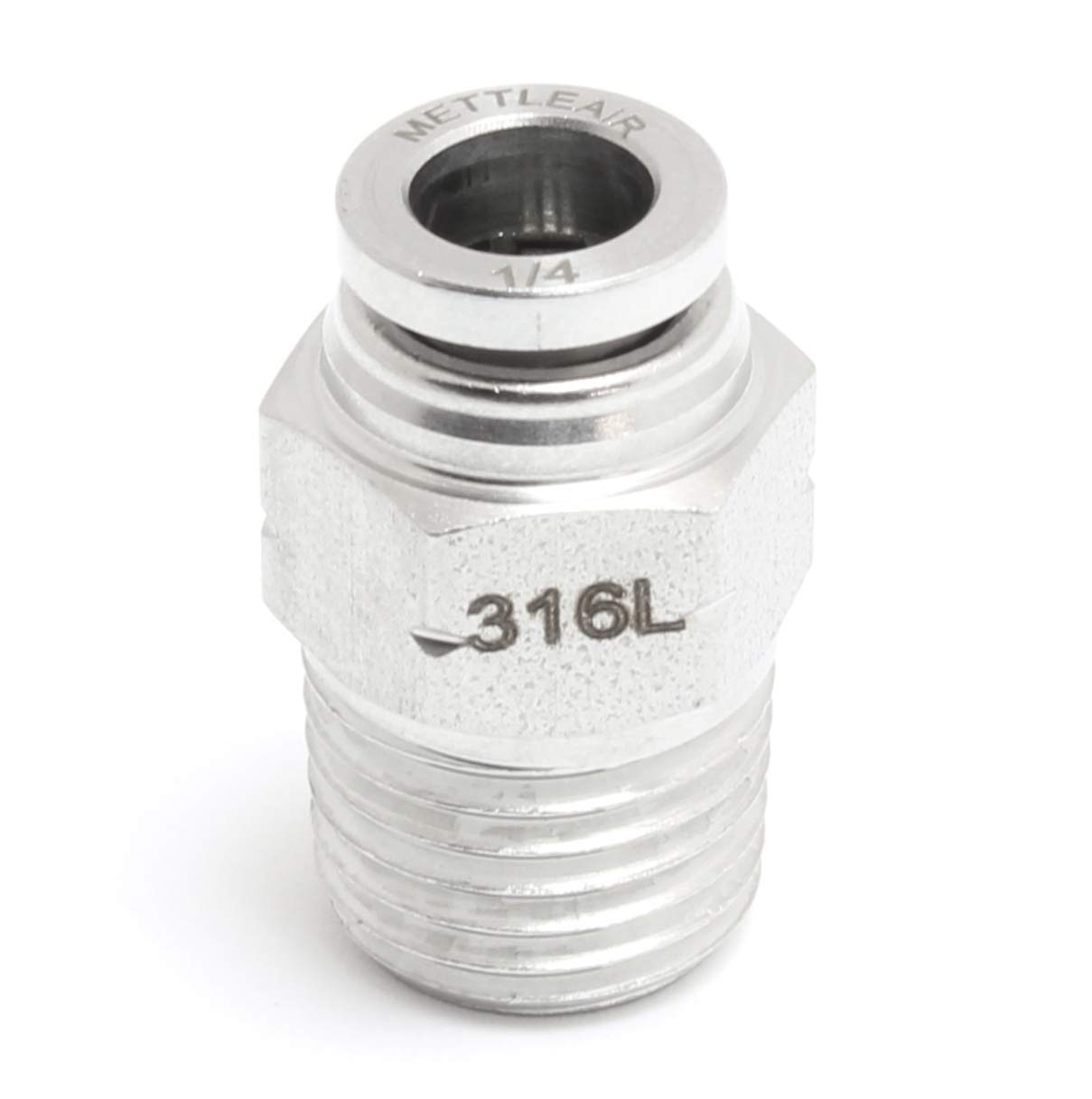 MettleAir 316L Stainless Steel 6 mm OD x 1/8" NPT Straight Male Push in