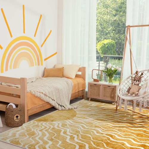 Tapete decorativo Boho 5x7 amarillo mostaza Wonnitar miniatura 4