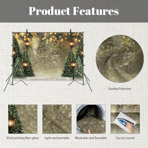 8x6ft Christmas Tree Backdrop Winter Snowflake Glitter Bokeh Christmas Photography Background Snowy Pine Tree Holiday Party Photo Booth Banner for Baby Shower Birthday Xmas Decorations - image 6