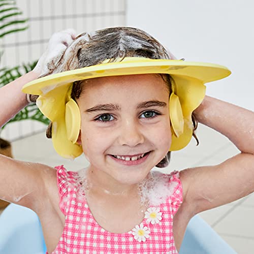 Baby Shower Cap Shampoo Visor Shield hat Kids Bath Washing Hair Rinser Prevents Water from Pooling in Face for Protector Toddler Children(Yellow) - Thumbnail 3