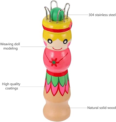 Miniatura 6 de Carrete de tejer francés Herramienta de tejer de madera Hilo de madera para hacer punto de muñeca Carfts Tejedor de madera con aguja