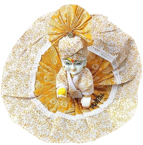 Image of Partish Laddu Gopal Summer Dress with Pagdi (Pack of 4) l Ladoo Gopal Cotton Dress l Kanha Ji Poshak Size 0 1 2 3 4 5 6 (Design C, Size 2)