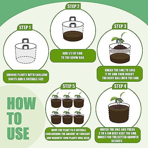 ORILEY Grow Bag Heavy Duty Geo Fabric Plant Pot Lightweight Bags Ideal for Gardening Balcony Terrace (Beige, Round, 500 GSM 4 x 4 inch Pack of 5)