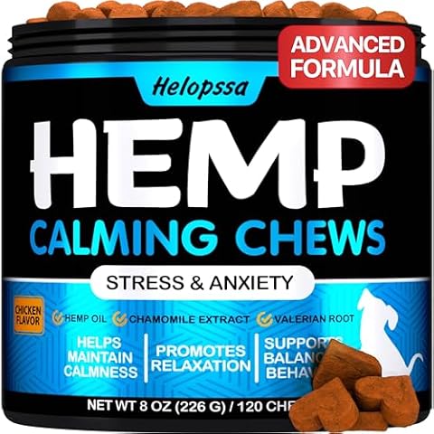 Hemp Calming Chews for Dogs with Anxiety and Stress - Dog Calming Treats - Dog Anxiety Relief - Storms, Barking, Separation - Valerian - Hemp Oil - Calming Treats for Dogs - Made in USA Cover