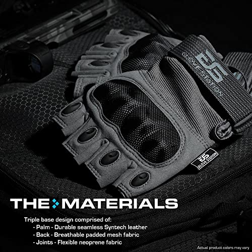 Glove Station- Fingerless Knuckle Tactical Gloves For Men - Motorcycle Gloves For Tactical Shooting, Airsoft, Hunting, Police Work And Hiking - Gray/Xx-Large #TOP3