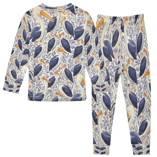 Pajama Sets Long Sleeve Birds Pattern Print Design Soft Comfy Sleepwear 2 Piece PJS 3-8T3