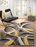 Summit 21 New Yellow Grey Area Rug Modern Abstract Many Sizes Available , 4'. 10'' x 7'. 2''