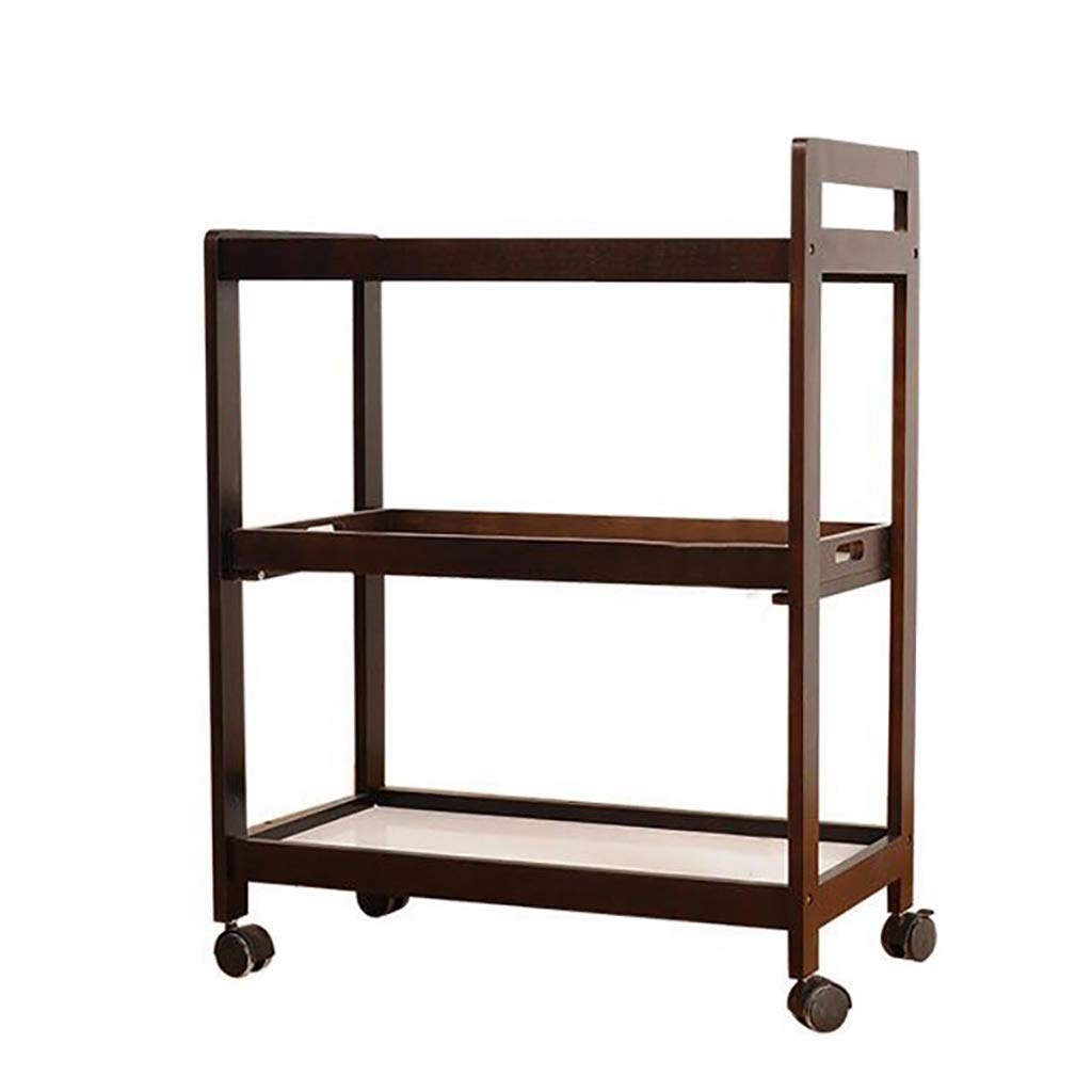 Carrito de Almacenamiento, Carrito de Servicio, Carrito de Comedor de 3 Capas, Soporte de Madera, Bandeja de Madera Maciza, 4 Ruedas universales con Ruedas de Bloqueo pa