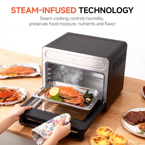 Image of OUNIN 24L Steam and Air Fryer Combo Countertop Oven,11-in-1 Convection Baking and Steam,Bake,Broil,Dehydrate,304 Stainless Steel,Fast Cooking with Precise Electronic Temperature Control,for Gifting