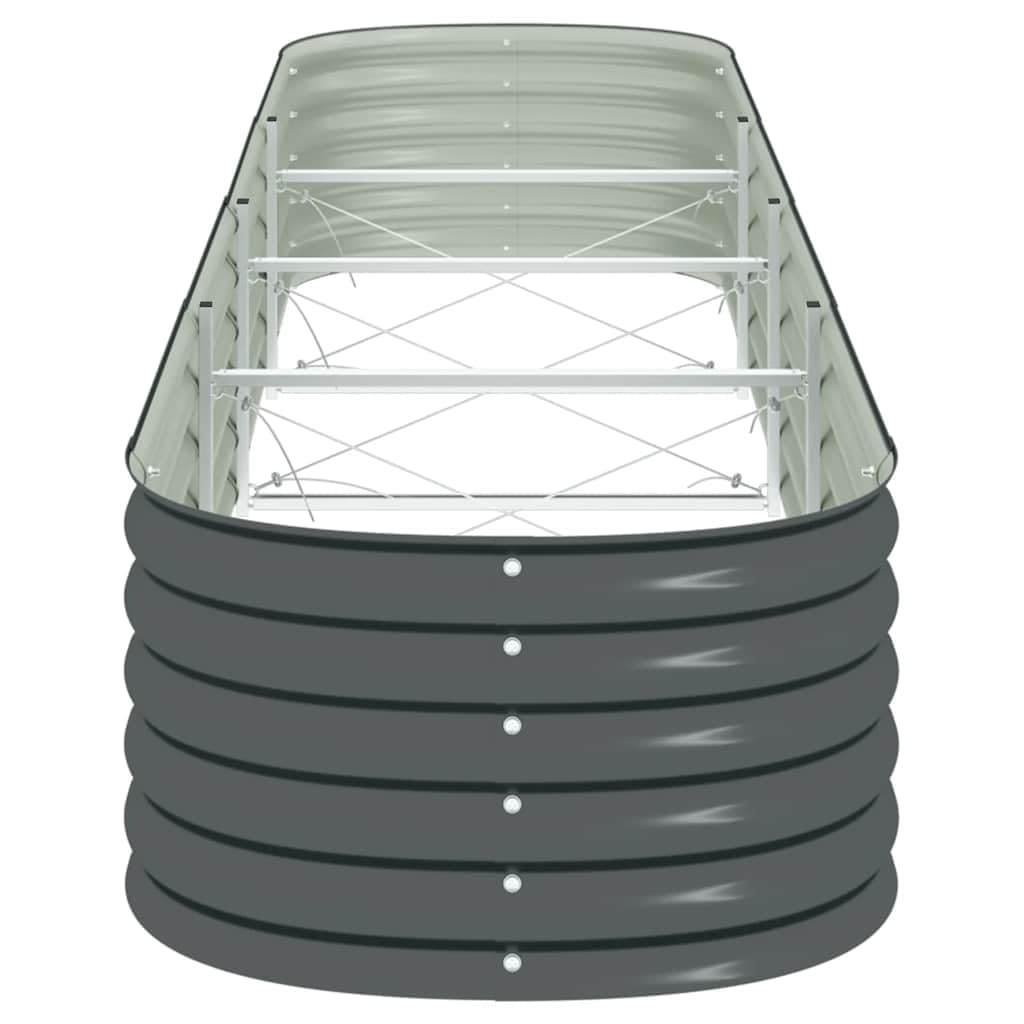 Jardinera elevada de acero galvanizado en color gris, 400 x 80 x 44 cm, como maceta para balcón y terraza