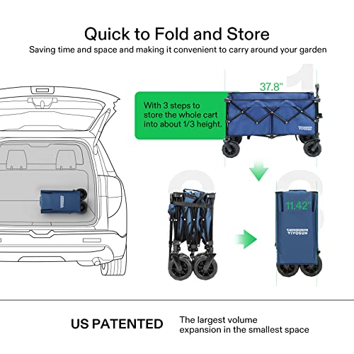 Vivosun Folding Collapsible Wagon Utility Outdoor Camping Beach Cart With Universal Wide Wheels & Adjustable Handle, Blue #TOP7