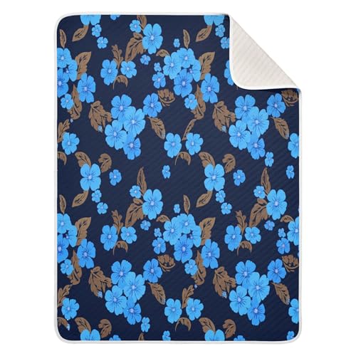 Burbuja Blue Flowers Baby Blanket for Boys Girls, Nursery Soft Warm Swaddling Receiving Baby Blankets, 30x40 in Toddler Blanket