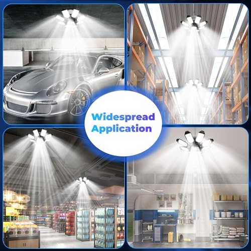POLARPRA Garage Lights - 2 Pack Ultra Bright Garage Lights Ceiling Led w/ 8 Deformable Panels 6500K Led Light Bulbs Srew in E26/E27 Socket with Adjustable Center Spotlight for Barn Workshop Attic by POLARPRA - Image 6