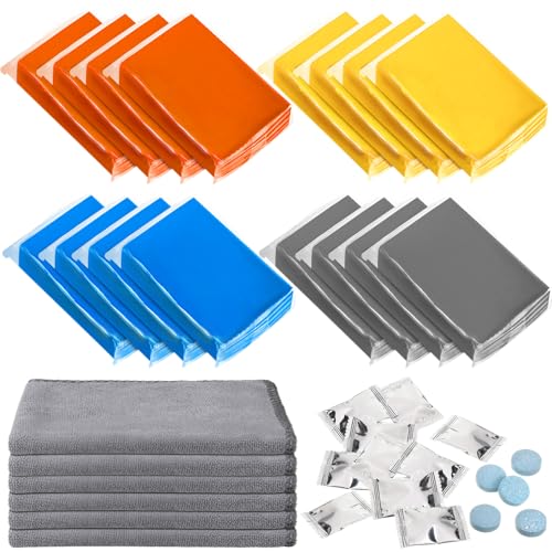 Aurelema 32 Pcs Car Clay Bars Auto Detailing and Luber Synthetic Lubricant Kit 16 Pcs 1600g Clay Bars 10 Pack Clean Bar Lubricant Tablets 6 Pcs Microfiber Towel for Car Detailing Washing