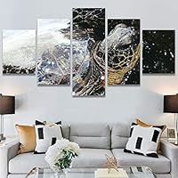 SIGNWIN 5 Panel Canvas Wall Art Alligators Closeup Dramatic Expressionism Hallway Minimalist Multicolor for Home Decorations Ready to Hang - 60