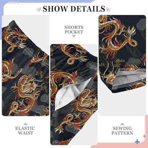 Flying Dragon Clouds Boys Long Pants Soft Trousers Elastic Waist Kids Lounge Bottoms with Pockets S-XL4