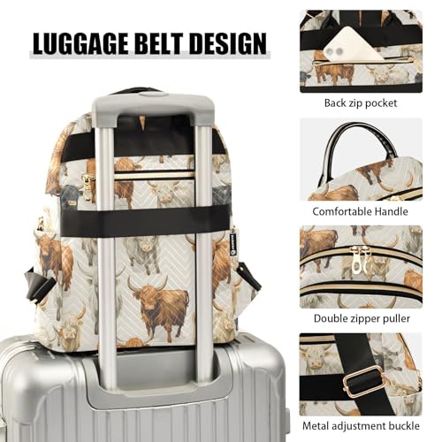 Image of ALAZA Color Highland Cow Animal Women Backpack Purse Ladies Fashion Shoulder Bag Daypack Travel Bag 7.5L