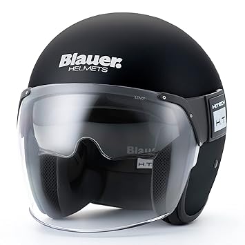 Steelbird Blauer Pod Monochrome ISI/ECE Certified Fiberglass Shell Open Face Helmet (Medium, 580 mm, Matt Black)