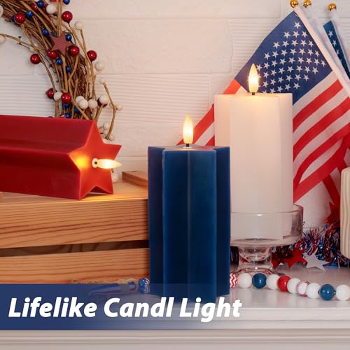 Image of 4th of July Flameless Candles with Remote, Red White and Blue LED Candles