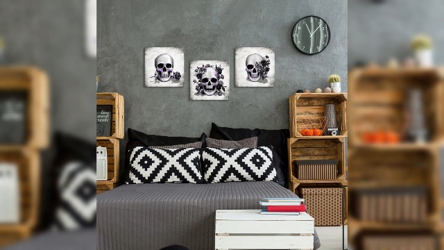 Amazon.com: Artsbay Grey Skeleton Wall Art Skull and Rose Pictures