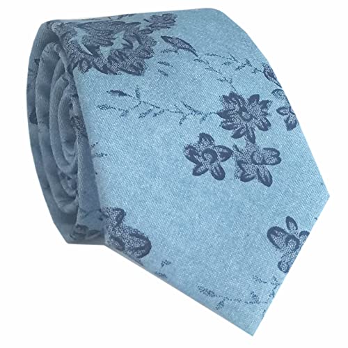 Image of Mantieqingway Men's Cotton Floral Neck Tie 2.56'' Printed Skinny Tie