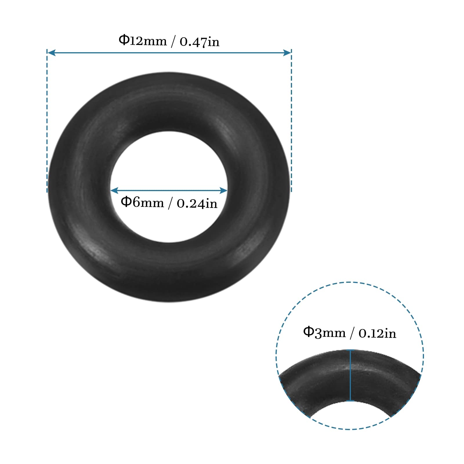 QUARKZMAN Nitrile Gomma O-Ring 12mm x 6mm x 3mm Guarnizioni di Tenuta Anelli Rubinetti Rotondo Guarnizione Rondella per Rubinetto Idraulica Riparazione Sigillatura Connessione, 20 Pezzi