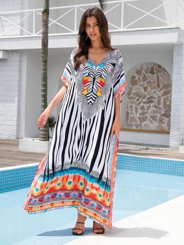 Image of Kaftan Dresses for Women Plus Size Bathing Suit Cover up Caftan Maxi Beach Dresses
