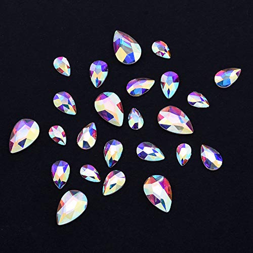 Tisslan 100Pcs Crystal Ab Foiled Pear Shape Flatback Rhinestone 3 Sizes Mix Nail Art Stones Decorations Jewels For Diy Supplies #TOP6
