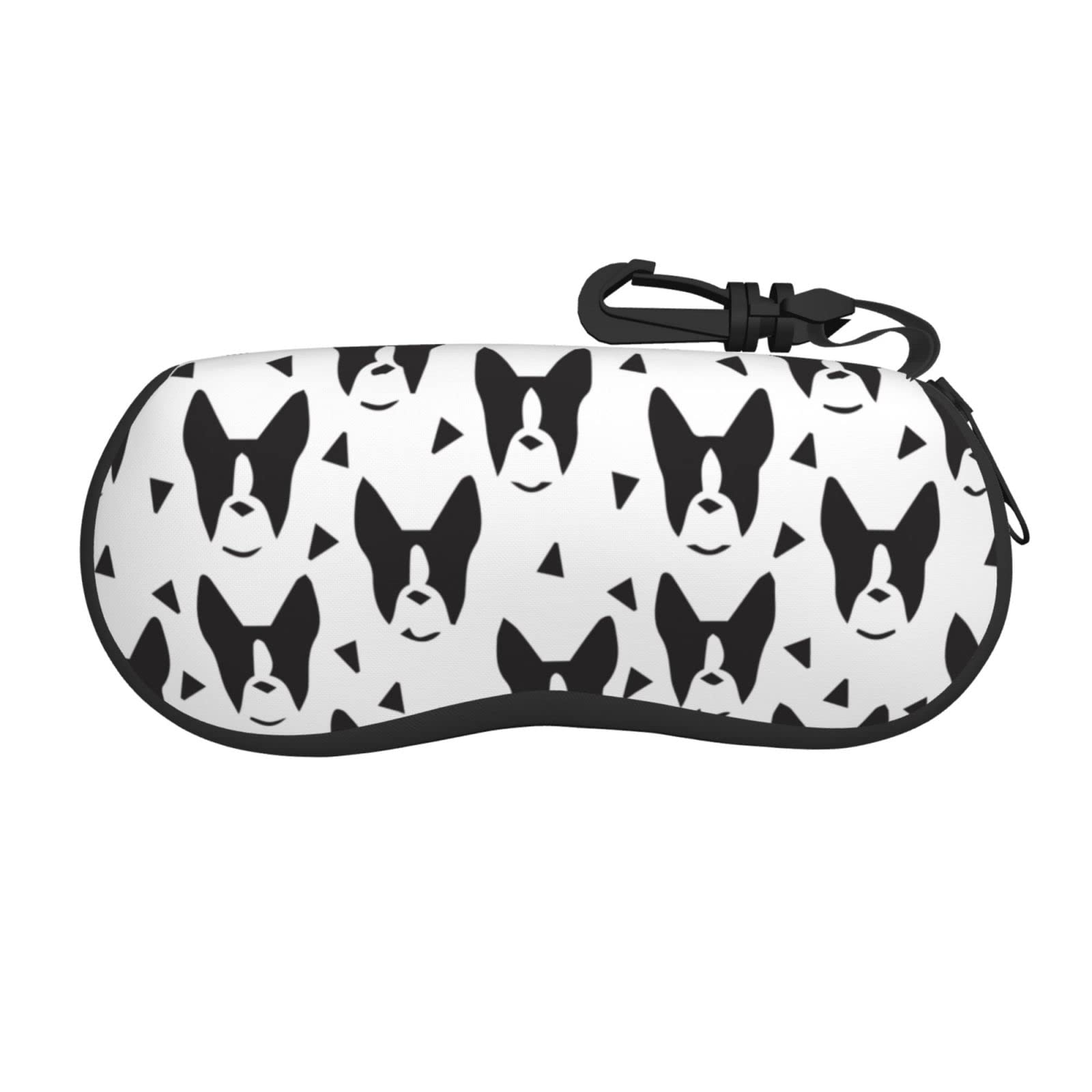 FHDABoston Terrier Dog Sunglasses Soft Case Zipper Eyeglass Case Protective Holder With Belt Clip