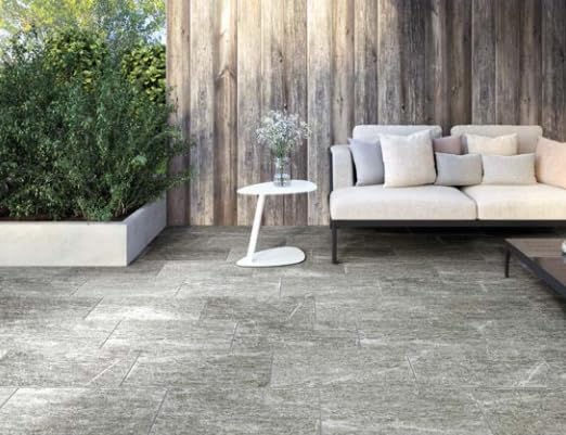 Piastrella Effetto Pietra Luserna Grey, 20x40 cm, Grigio, Antiscivolo R11, Antigeliva, Spessore 8,5 mm CF 1,12 MQ CF 14 PZ, Made in Italy