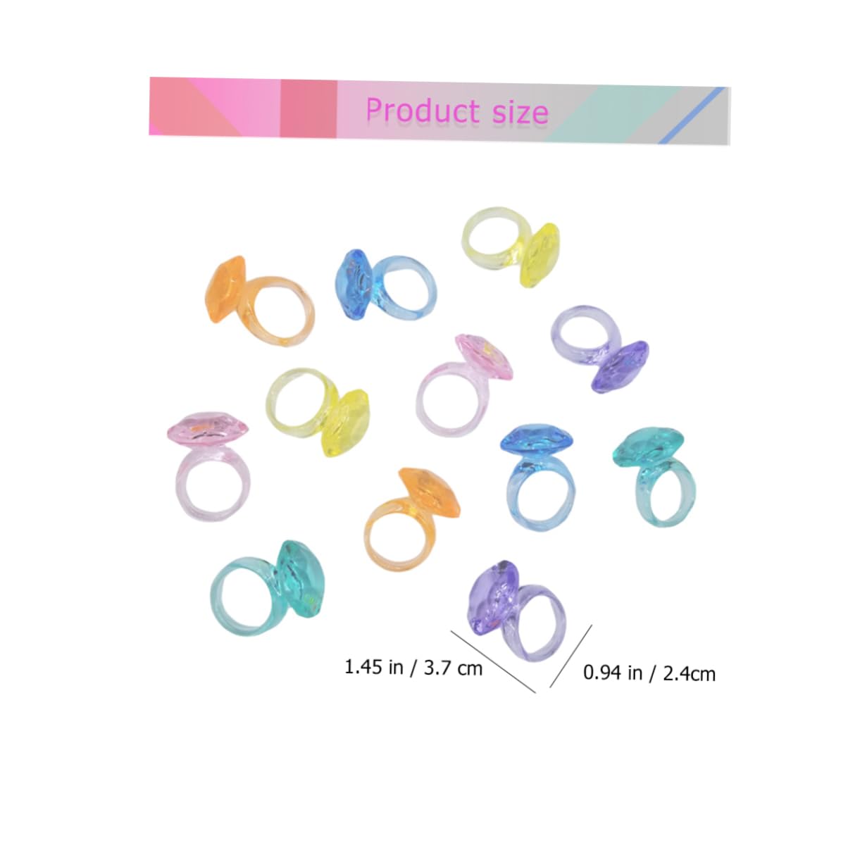 SUPVOX 74pcs Colorful Rings Decorative Acrylic Plastic Rings for Creative Play Mixed Colors for Fun and Imaginative Activities