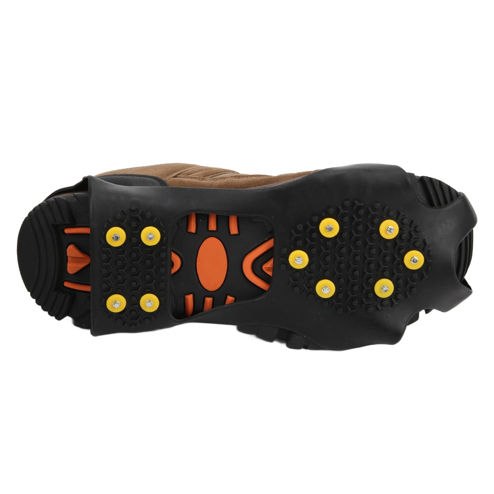 Crampons d'escalade sur Neige en Plein Air, 10 Dents, Pointes de Chaussures Antidérapantes, Large Application, Acier Inoxydable, Noir