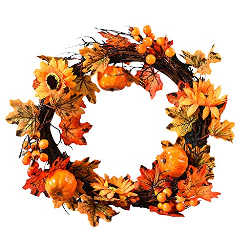Couronne de porte automne et Noël multicolore de 40cm pour illuminer votre entrée