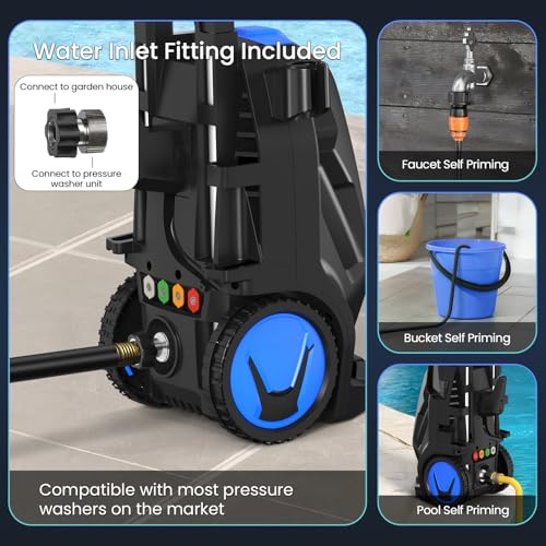 Imdot Heavy Duty 5000PSI Electric Pressure Washer with 33FT Pipe, 4 QC Nozzles for Cars/Fences/Patios/Home Cleaning, Deep Blue - Image 6