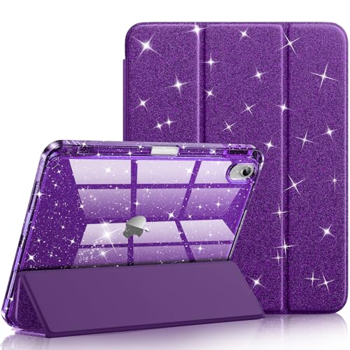 Akkerds for iPad 10th Generation Case 10.9 Inch 2024 - for iPad (A16) 11th Gen Case 11 Inch 2025 with Pencil Holder - Slim Trifold Stand Protective Cover with Crystal Clear Back - Purple