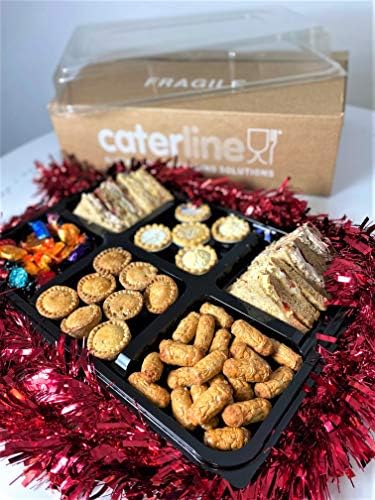 5 x Large, 6 Cavity Platters & Clear Lids (450mm x 310mm) Reusable &100% Recyclable rpet Plastic