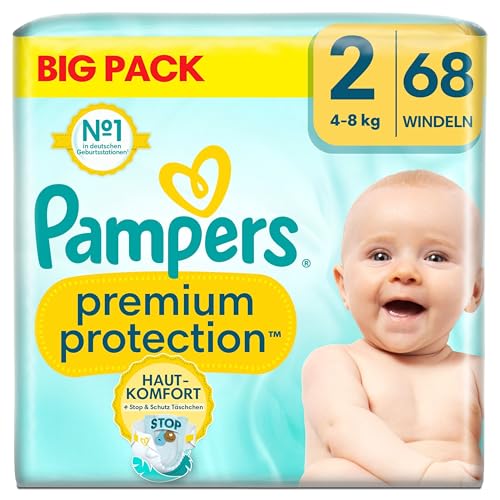 Preisvergleich Produktbild Pampers Premium Protection BIG PACK, New Baby, Windeln Größe 2 (4kg-8kg), 68 Stück