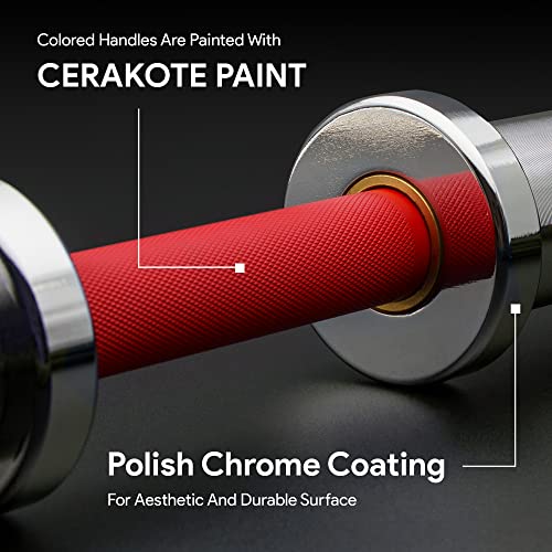 Diliboz Olympic Dumbbell 2 Inch Loadable Dumbbell Bar Heavy Duty Handle For Gym Workouts, Exercise, Training, Bodybuilding, Cross Training And Weightlifting [Chrome Red] #TOP2